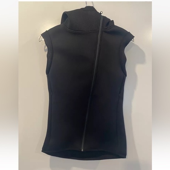 BOOM BOOM Athletica Scuba Hooded Hoodie Running Vest Black Womens Medium - Picture 1 of 3